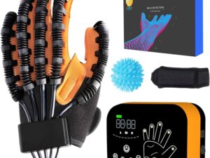 Blueidea Pair Finger Rehabilitation Robot Glove, Rehabilitation Train Pair Rehabilitation Robot Gloves, Hand Dysfunction Patient Training Device Stroke Hemiplegia, Finger Exerciser Hand Strengthener Finger Orthosis for Relief Cramps