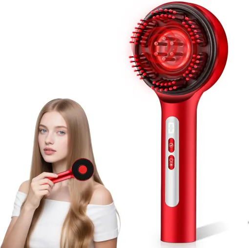 Scalp Massager with Hair Oil Applicator Hair Brush Electric Scalp Massager Hair Comb Red and Blue Light Electric Massage Comb at home for Men Women…