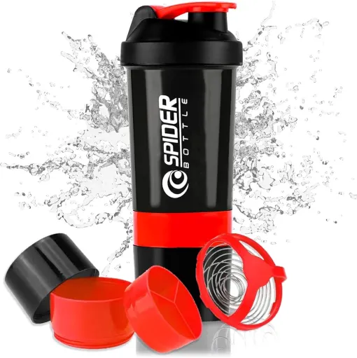 Three Layers Protein Powder Spider Shaker Exercise Bottle 500ml - Image 2